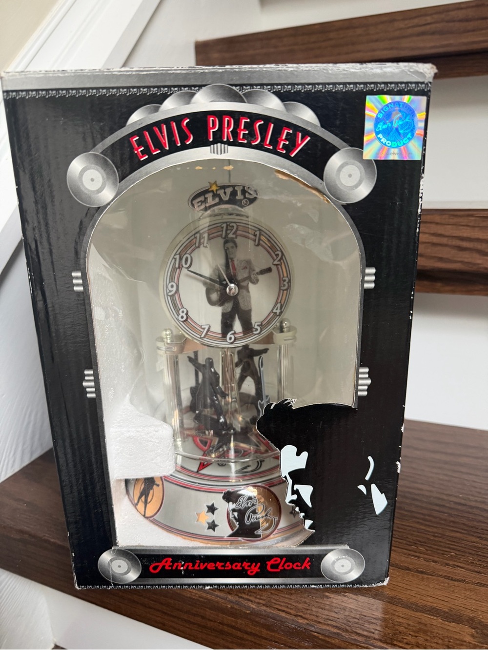 Elvis Presley Anniversary Clock - Black and Silver Collectible